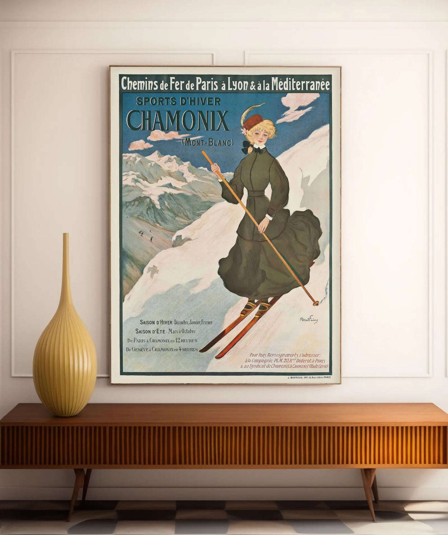 Affiche Ski vintage "Sports d'Hiver" - Jules Abel Faivre - Haute Définition - papier mat 230gr/m²