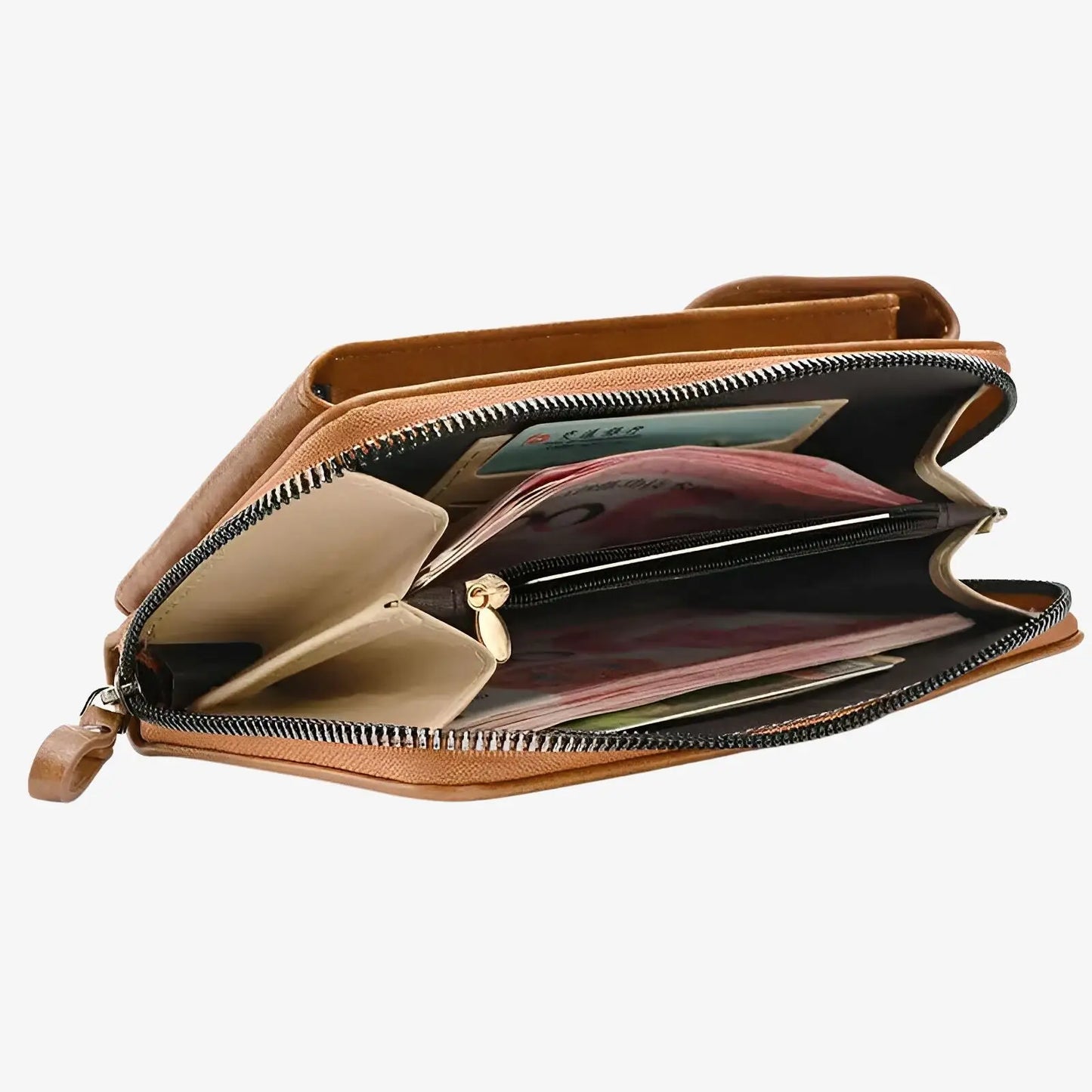 Pochette bandoulière de téléphone en cuir marron