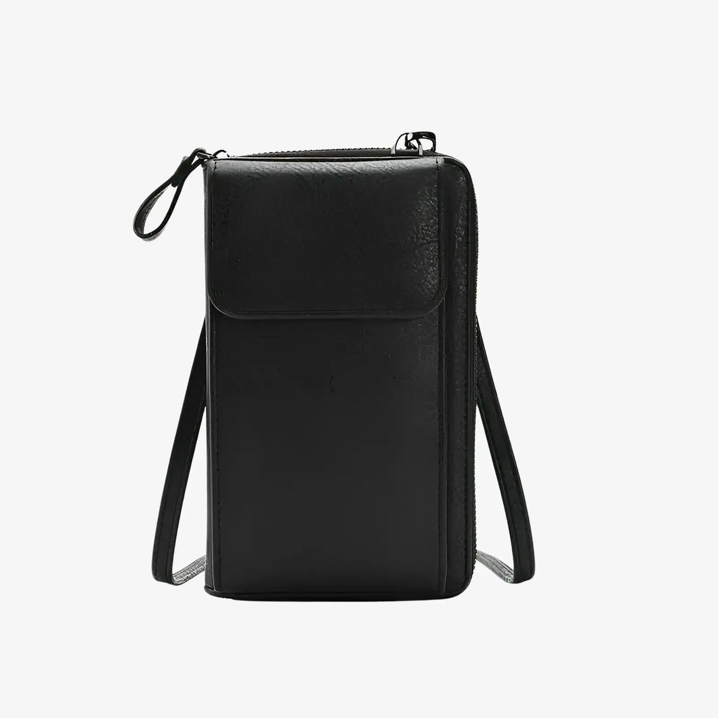 Pochette bandoulière de téléphone en cuir noir