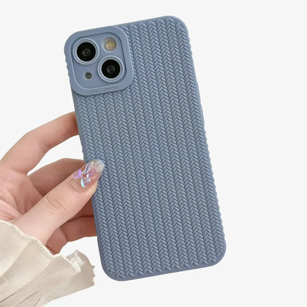 Coque IPhone Bleu Texture Tresse