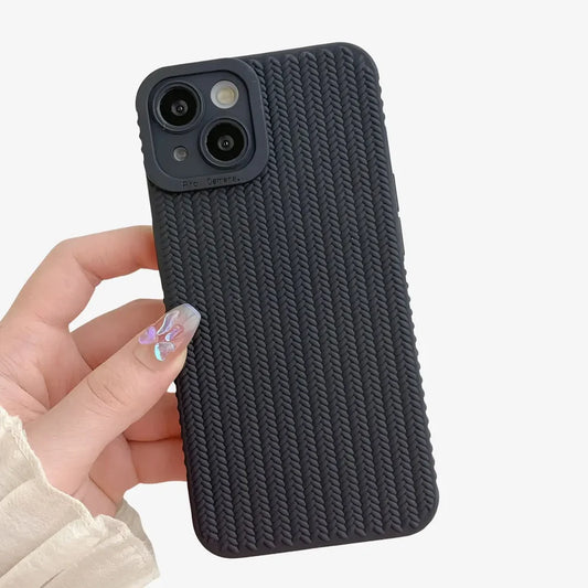 Coque IPhone Noir Texture Tresse