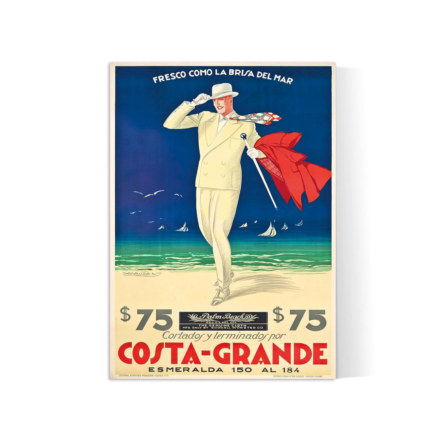 Affiche  Costa Grande- Achille Mauzan- papier mat 230gr/m²