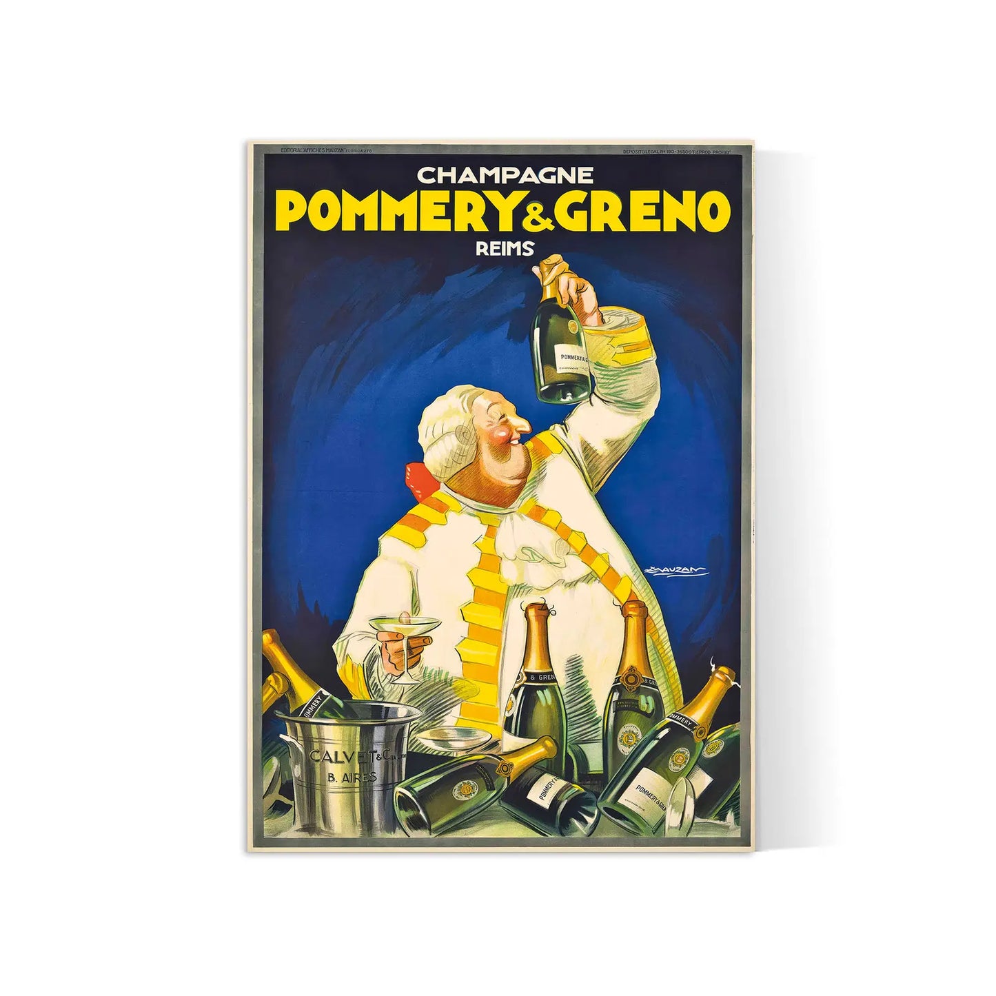 Affiche Art Déco "Champagne Pommery & Greno" - Achille Mauzan - Haute Définition - papier mat 230gr/m²