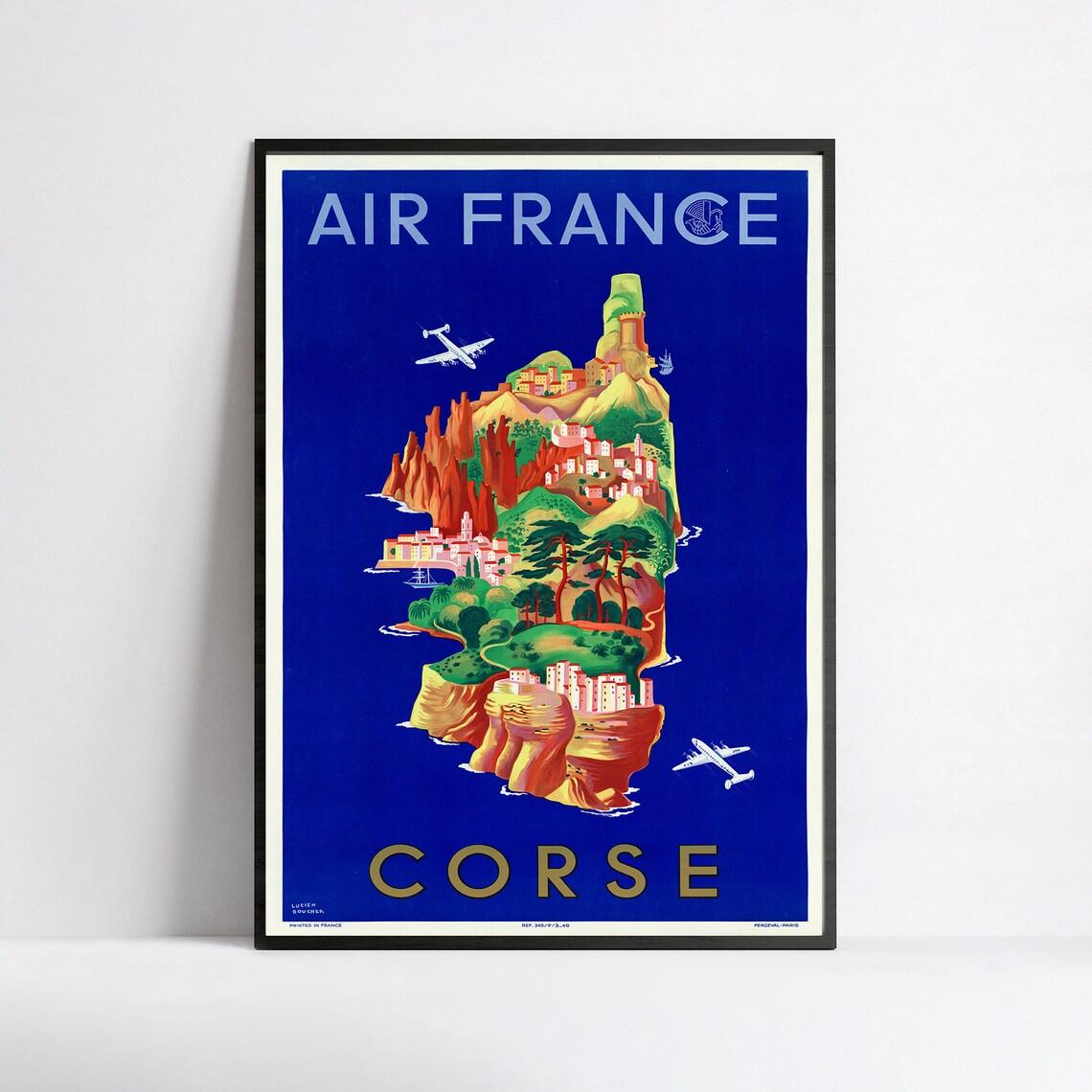 Affiche Air France "Corse" - Lucien Boucher - Haute Définition - papier mat 230gr/m2