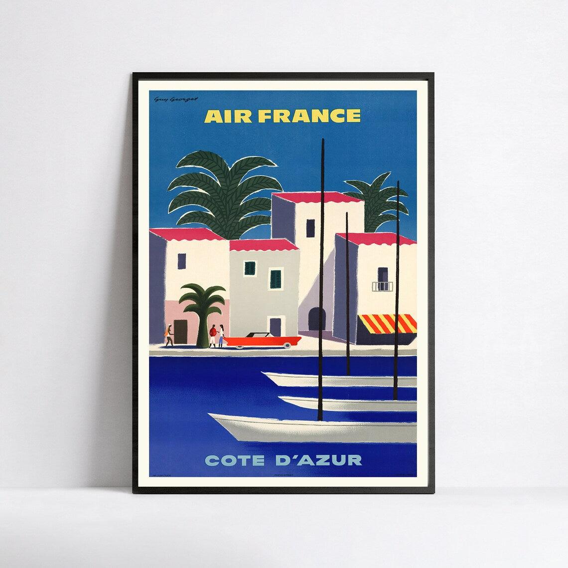 Affiche Air France "Côte d'Azur" - Guy Georget  - Haute Définition - papier mat 230gr/m2