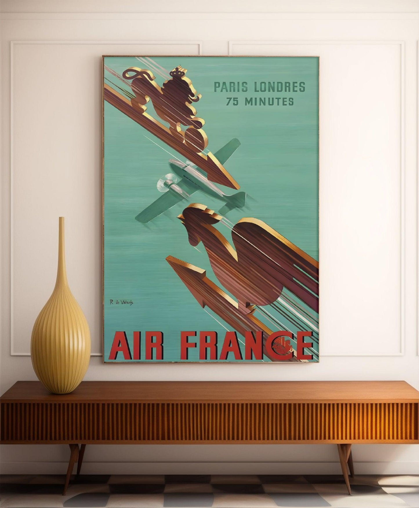 Affiche Air France "Paris-Londres : 75 minutes" - Vintage - Haute Définition - papier mat 230gr/m2