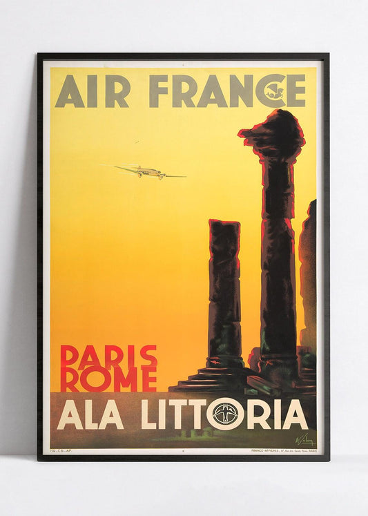 Affiche Air France "Paris-Rome" - Vintage - Haute Définition - papier mat 230gr/m2