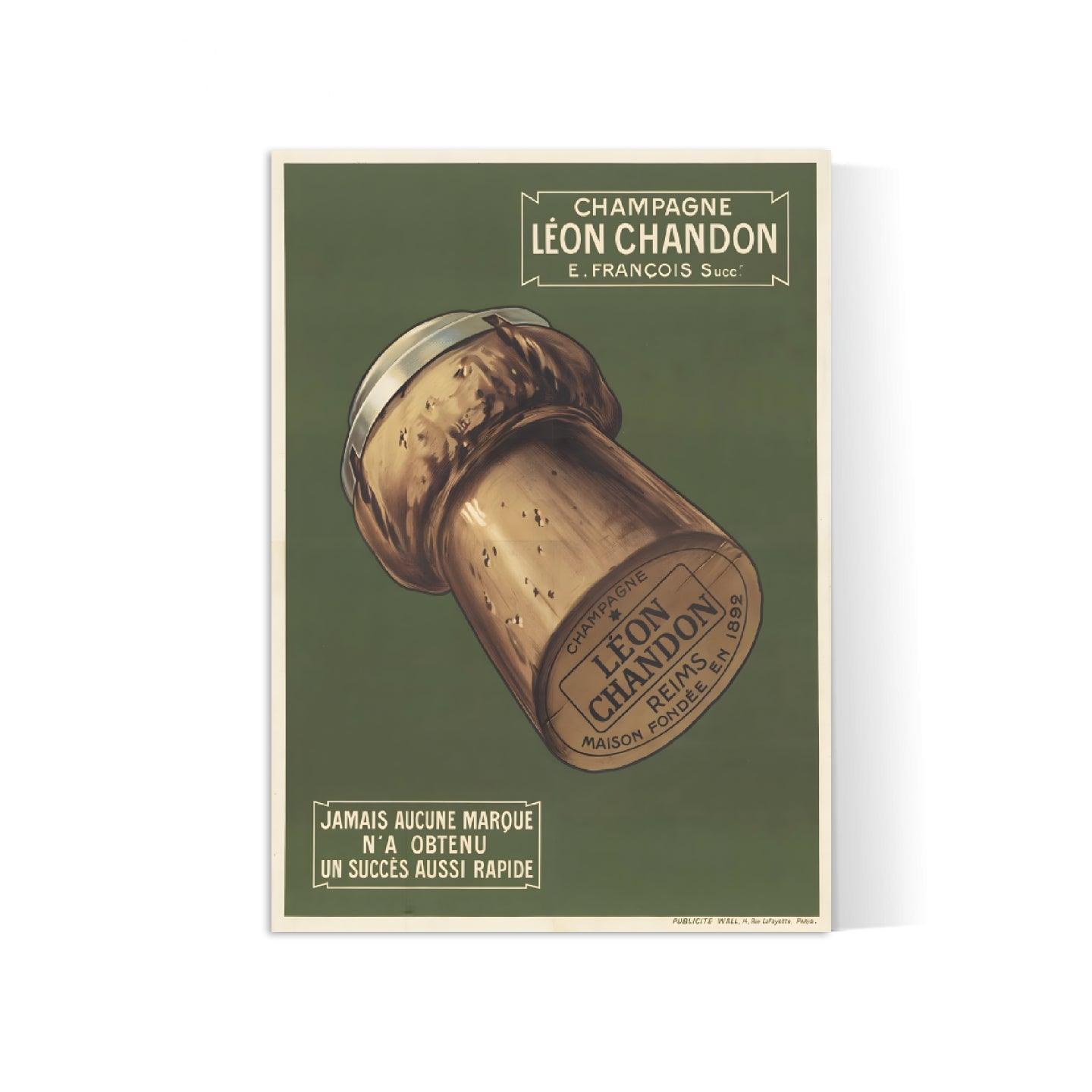 Affiche alcool vintage champagne "Léon Chandon" - Haute Définition - papier mat 230gr/m2
