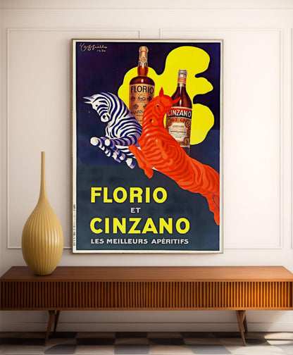 Affiche alcool vintage "Fioro et Cinzano" - Leonetto Cappiello - Haute Définition - papier mat 230gr/m2