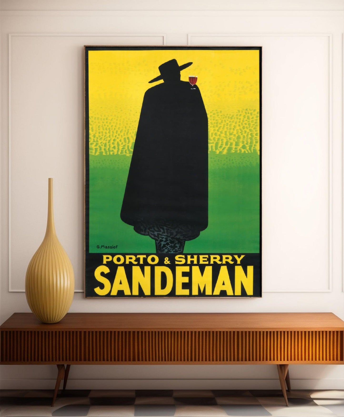 Affiche alcool vintage "Porto et Sherry Sandeman" - George Massiot - Haute Définition