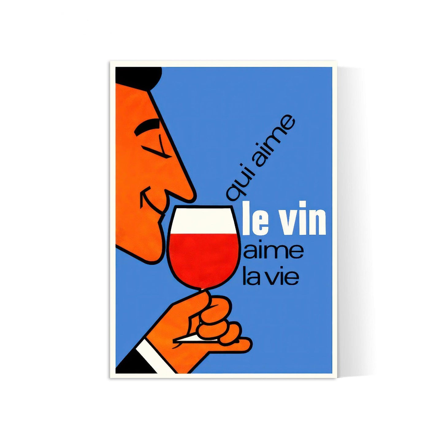 Affiche alcool vintage "Qui aime le vin, aime la vie"  - Haute Définition - papier 230gr./m2