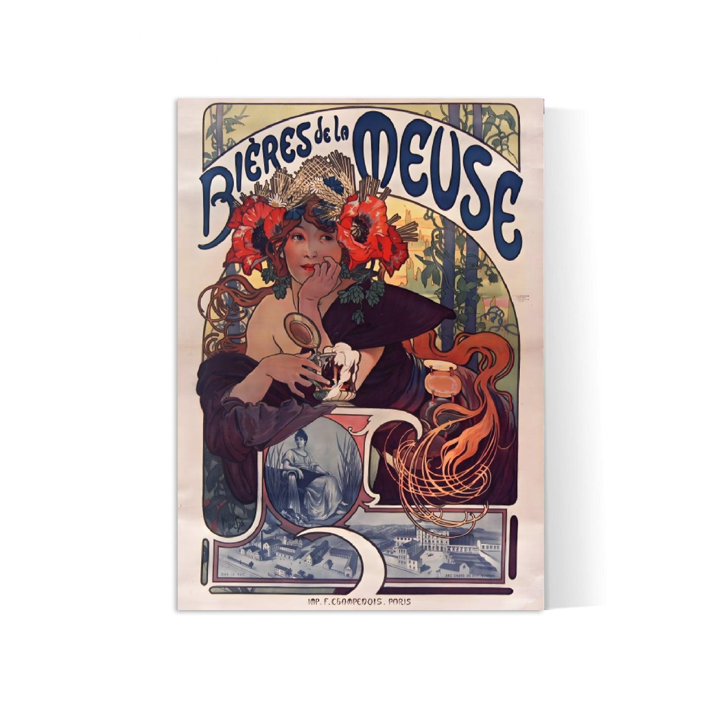 Affiche Alphonse Mucha "Bières de la Meuse" vintage - Art Nouveau - Haute Définition - papier mat 230gr/m2