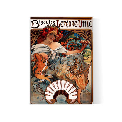 Affiche Alphonse Mucha "Biscuits Lefèvre Utile" - Art Nouveau - Haute Définition - papier mat 230gr/m2