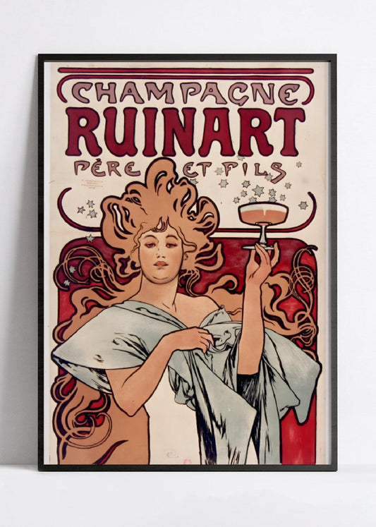 Affiche Alphonse Mucha "Champagne Ruinart" - Art Nouveau - Haute Définition - papier mat 230gr/m2