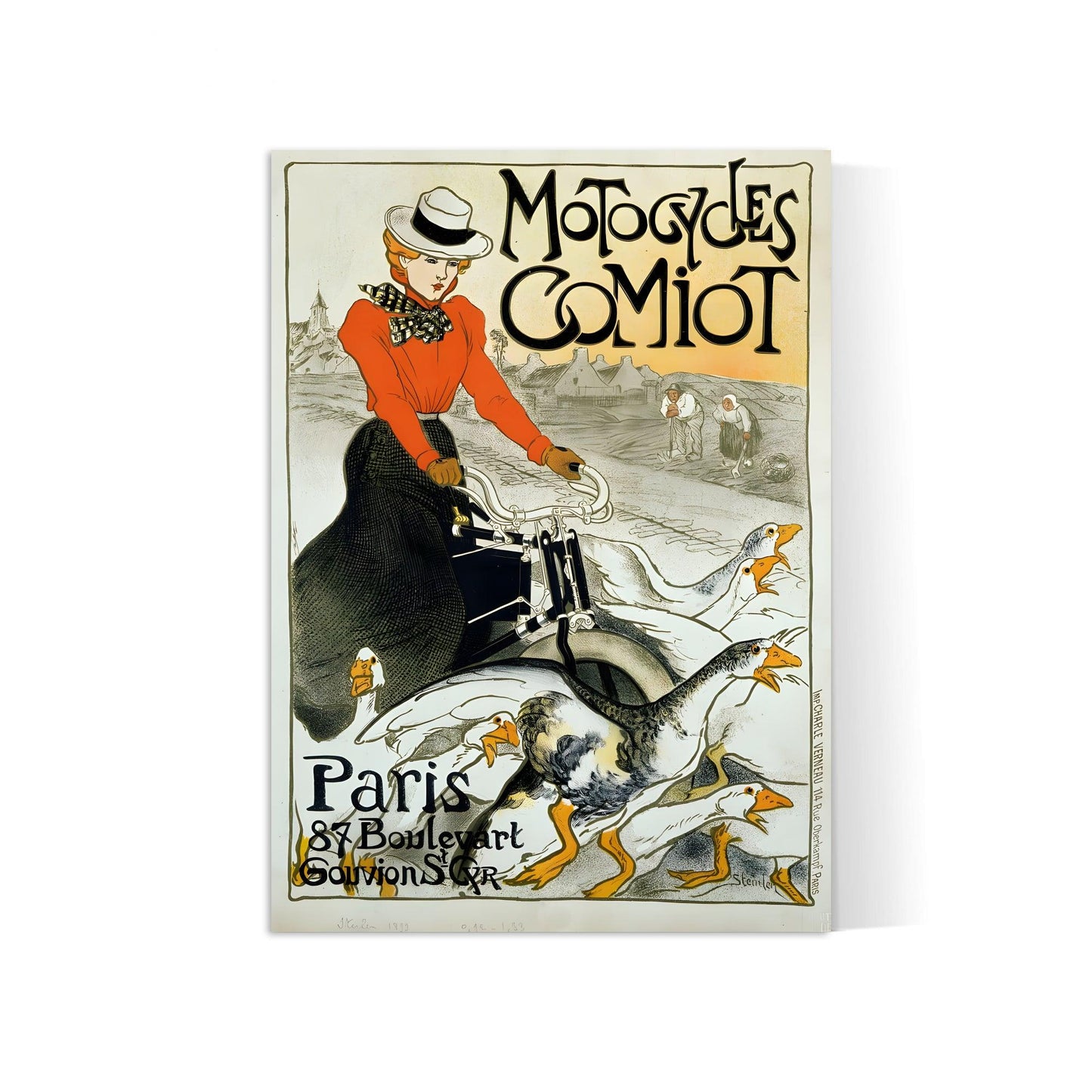 Affiche Art Nouveau "Motocycles Comiot" - Steinlen  - Haute Définition - papier mat 230gr/m²