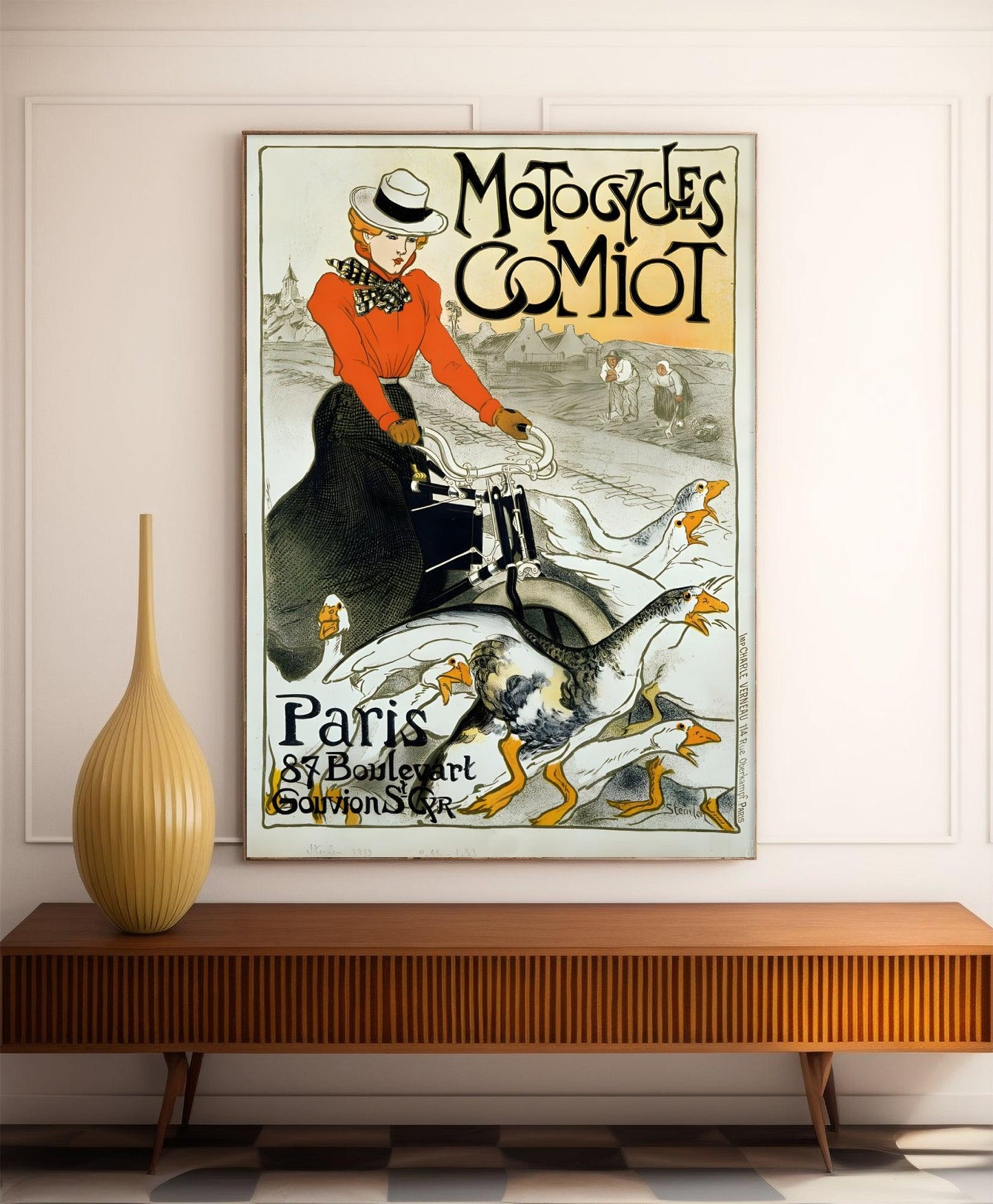 Affiche Art Nouveau "Motocycles Comiot" - Steinlen  - Haute Définition - papier mat 230gr/m²