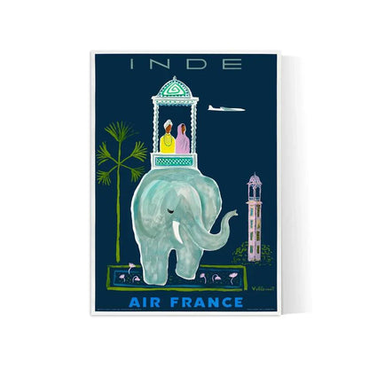 Affiche aviation Air France "Inde" - Vintage - Villemot - Haute Définition - papier mat 230gr/m2