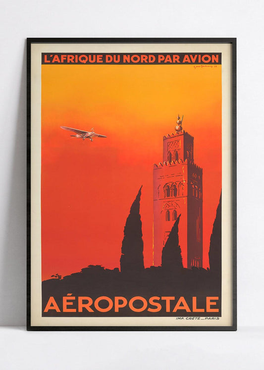 Affiche aviation vintage "Aéropostale - Afrique du Nord" - Jacques des Gachons - Haute Définition - papier mat 230gr/m2