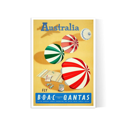 Affiche aviation vintage  " Australia Fly"- Frank Nanninga - Haute Définition - papier mat 230gr/m2