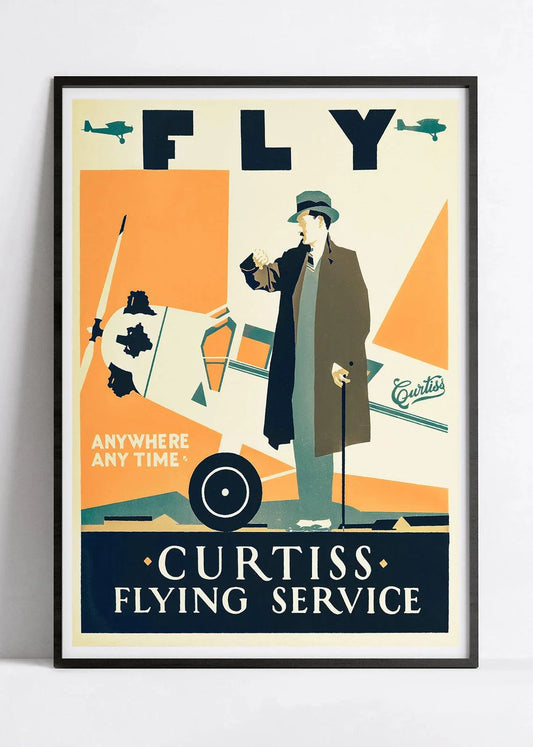 Affiche aviation vintage "Curtiss Flying Service" - Haute Définition - papier mat 230gr/m2