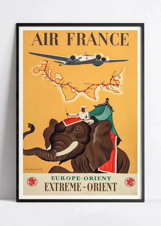 Affiche aviation vintage "Europe-Orient" - Air France - Haute Définition - papier mat 230gr/m2