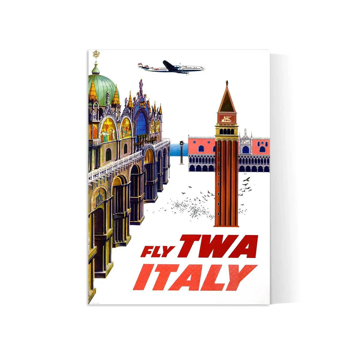 Affiche aviation vintage "Fly TWA Italy" - TWA  - Haute Définition - papier mat 230gr/m2