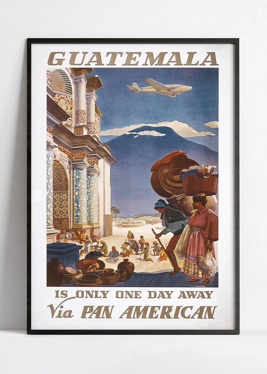 Affiche aviation vintage "Guatemala" - PANAM - Haute Définition - papier mat 230gr/m2