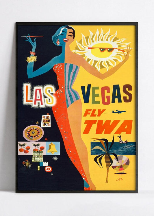 Affiche aviation vintage "Las Vegas" - TWA  - Haute Définition - papier mat 230gr/m2