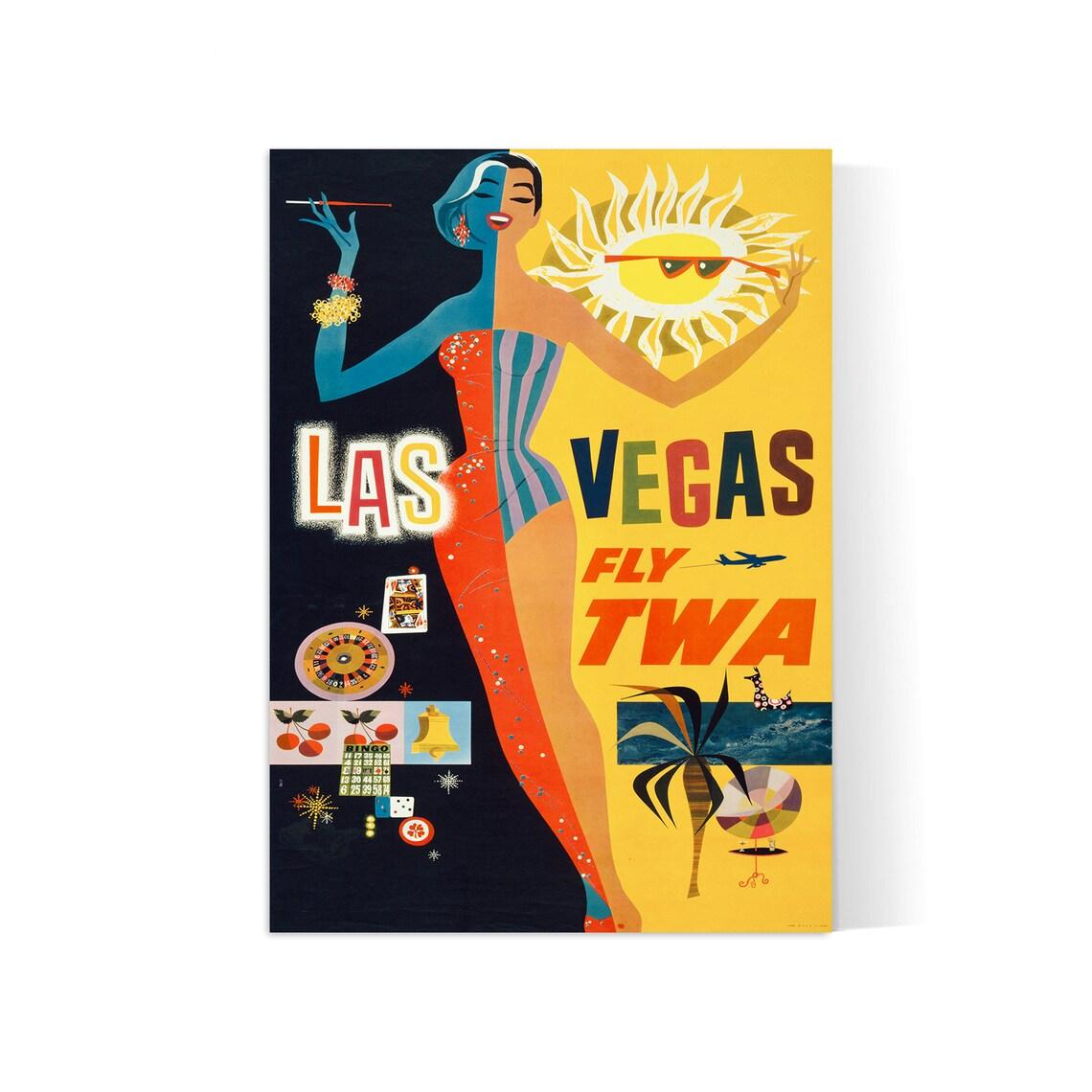Affiche aviation vintage "Las Vegas" - TWA  - Haute Définition - papier mat 230gr/m2
