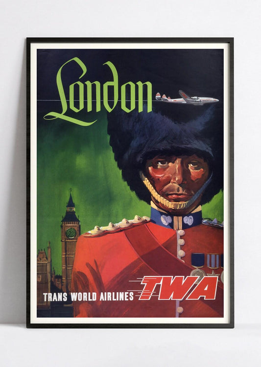 Affiche aviation vintage "London" - TWA  - Haute Définition - papier mat 230gr/m2