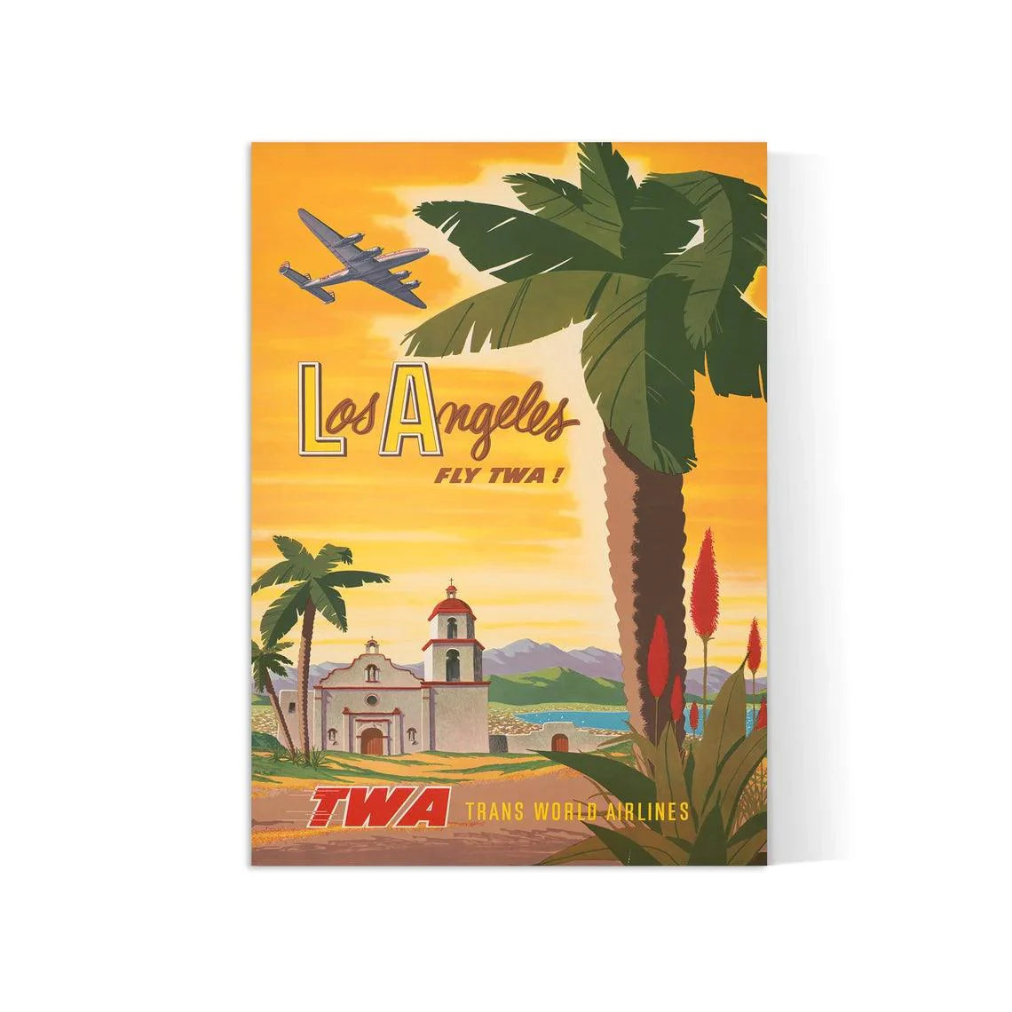 Affiche aviation vintage "Los Angeles" - TWA  - Haute Définition - papier mat 230gr/m2