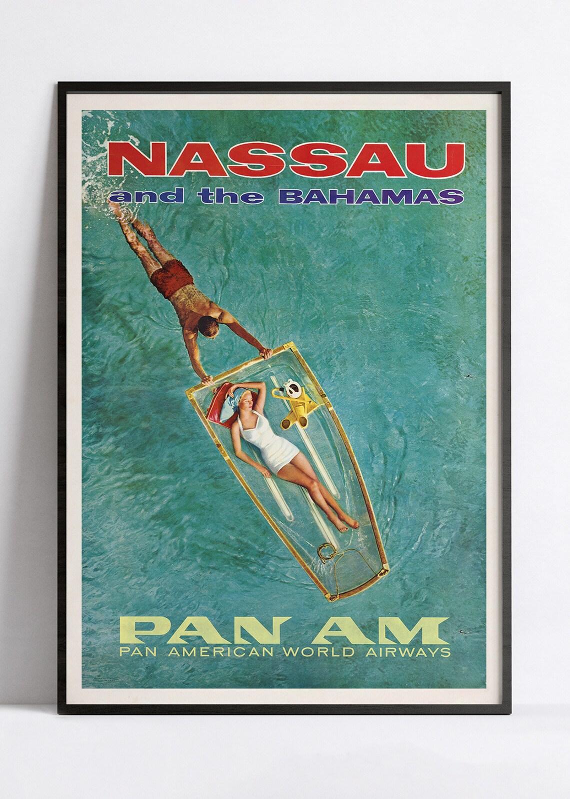 Affiche aviation vintage "Nassau" - Panam - Haute Définition - papier mat 230gr/m²