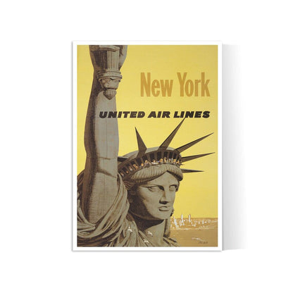Affiche aviation vintage "New York" - United Airlines - Haute Définition - papier mat 230gr/m2