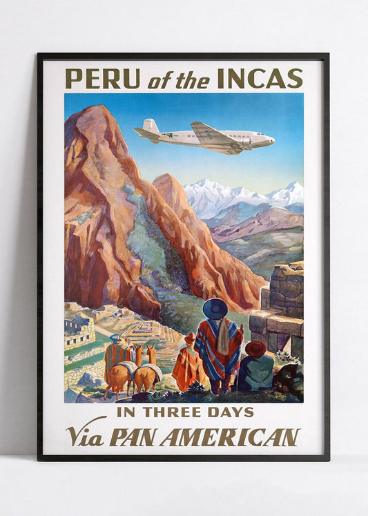 Affiche aviation vintage "Peru of the Incas" - PANAM - Haute Définition - papier mat 230gr/m2