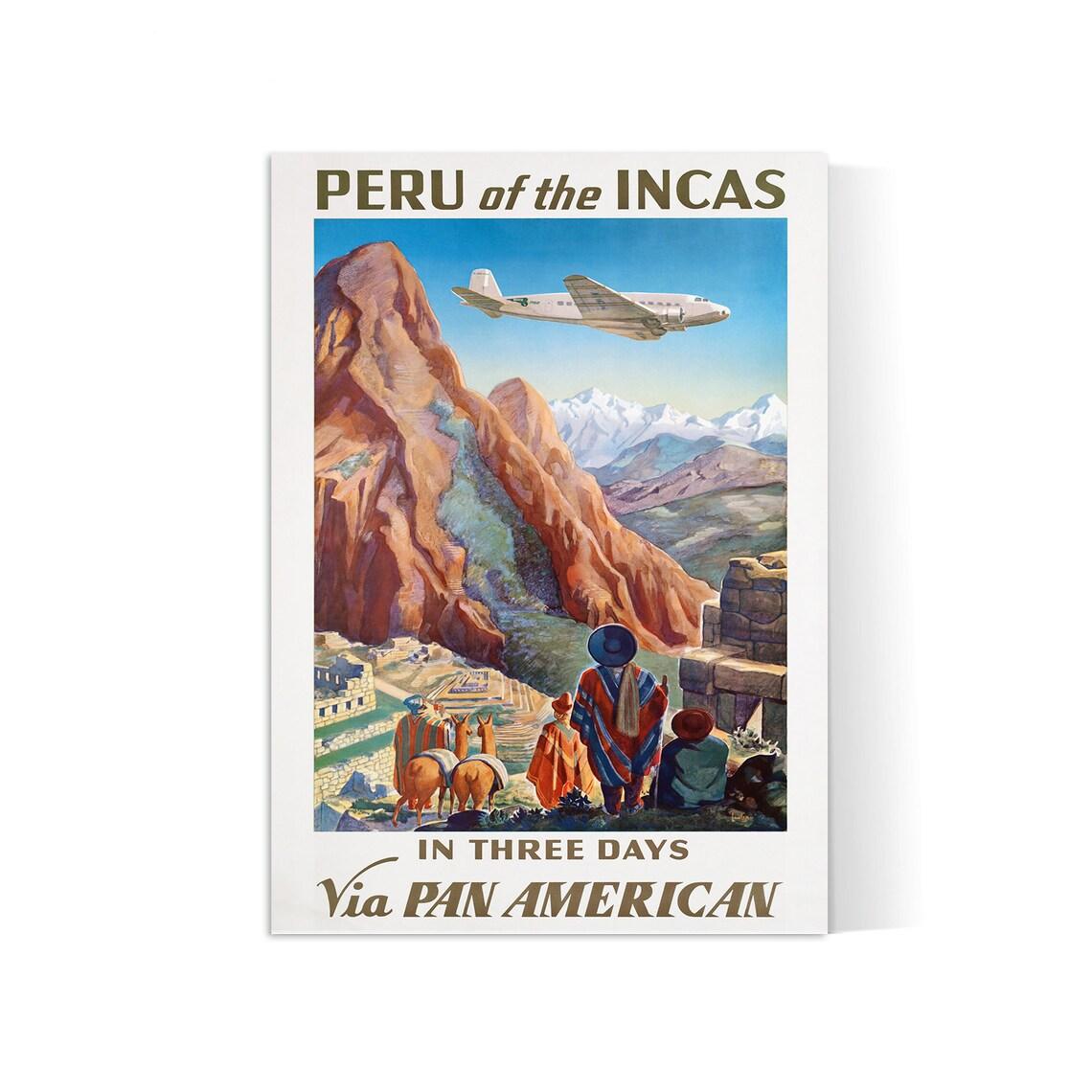 Affiche aviation vintage "Peru of the Incas" - PANAM - Haute Définition - papier mat 230gr/m2