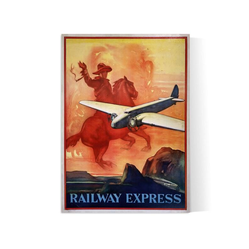 Affiche aviation vintage "Railway Express"- Haute Définition - papier mat 230gr/m2