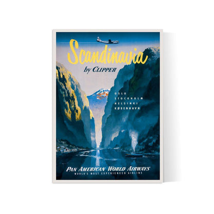 Affiche aviation vintage "Scandinavia by Clipper" PANAM - Haute Définition - papier mat 230gr/m2