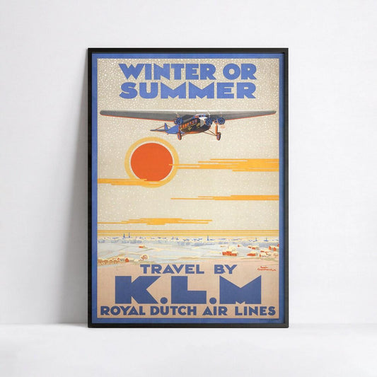 Affiche aviation vintage "Winter or Summer" - KLM - Haute Définition - papier mat 230gr/m²