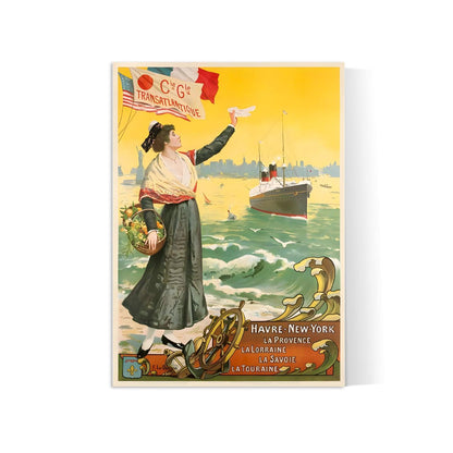 Affiche bateau vintage "Compagnie transatlantique"  - Haute Définition - papier mat 230gr/m²