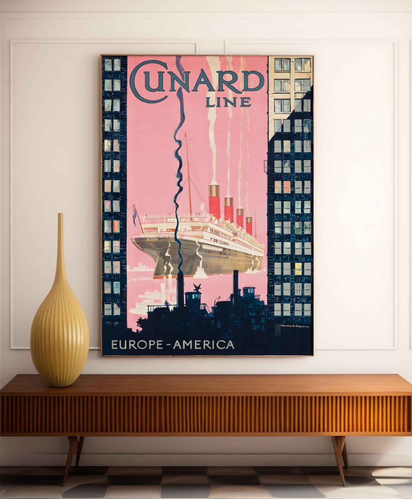 Affiche bateau vintage "Cunard Line" - Kenneth Shoesmith - Haute Définition - papier mat 230gr/m²