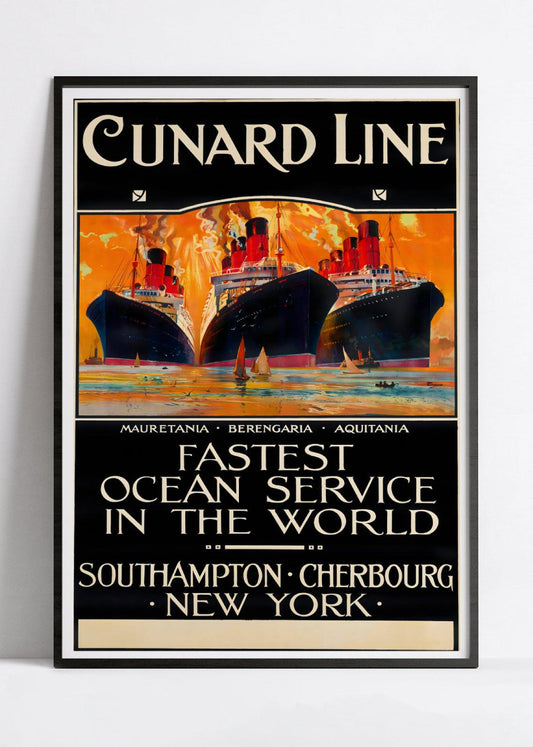Affiche bateau vintage "Cunard Line" - Odin Rosenvinge - Haute Définition - papier mat 230gr/m²