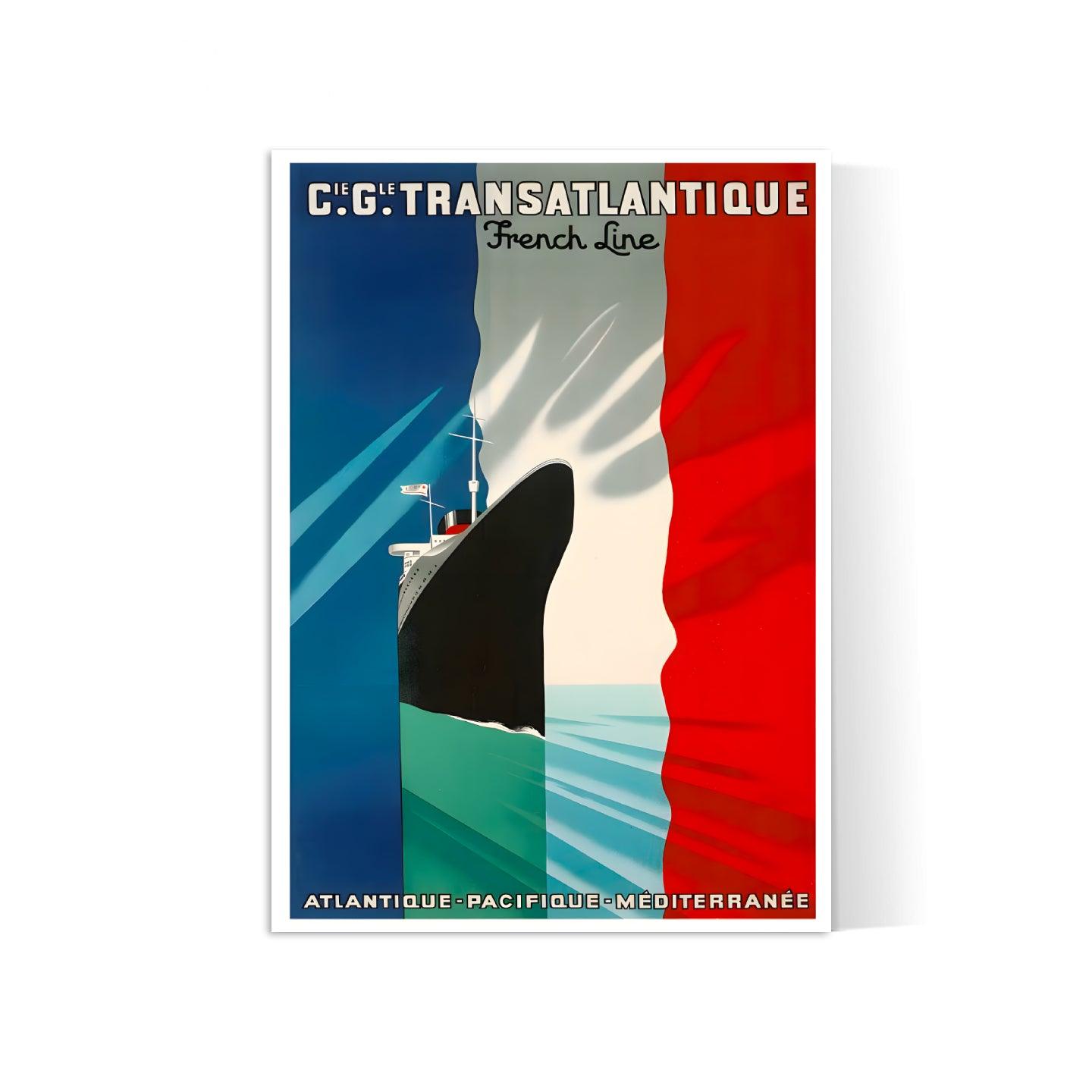 Affiche bateau vintage "French Line"  - Haute Définition - papier mat 230gr/m²