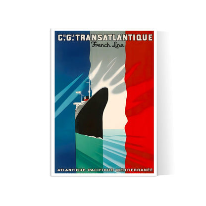 Affiche bateau vintage "French Line"  - Haute Définition - papier mat 230gr/m²