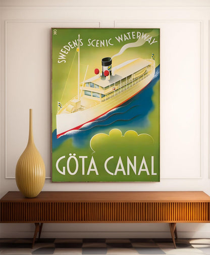 Affiche bateau vintage "Göta Canal"  - Haute Définition - papier mat 230gr/m²