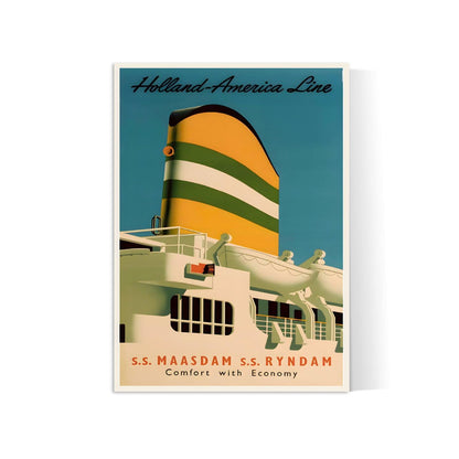 Affiche bateau vintage "Holland America Line"  - Haute Définition - papier mat 230gr/m²