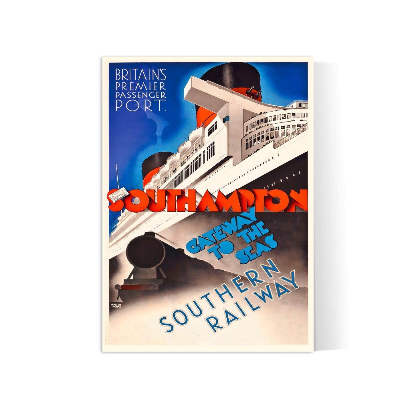 Affiche bateau vintage "Southampton" - Walter Thomas- Haute Définition - papier mat 230gr/m²