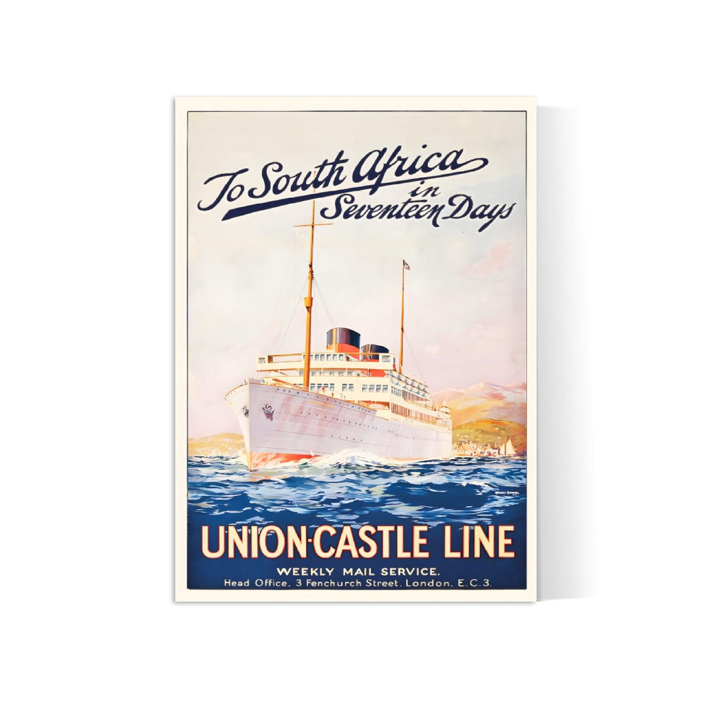 Affiche bateau vintage "Union Castle Line" - Maurice Randall - Haute Définition - papier mat 230gr/m²