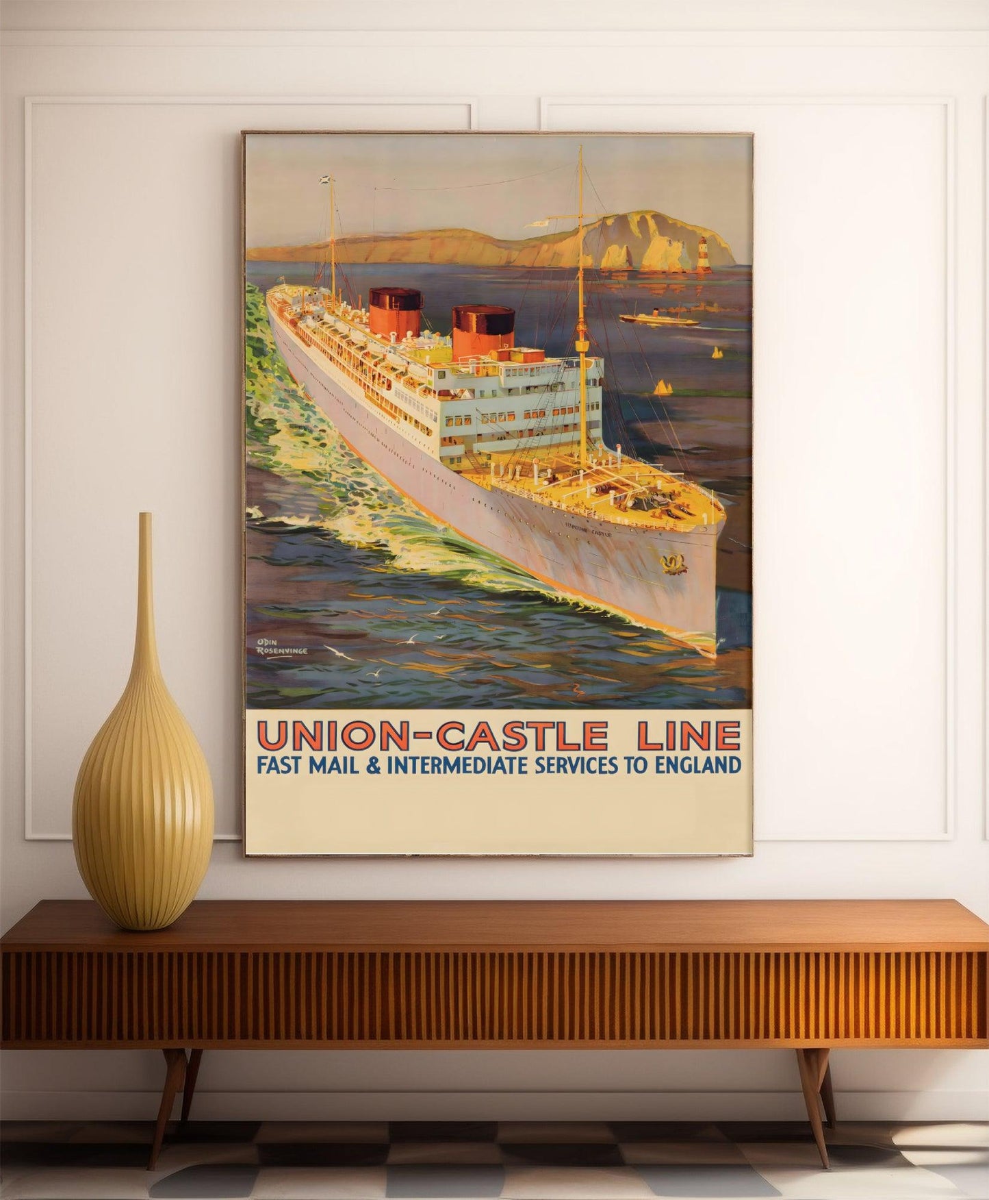 Affiche bateau vintage "Union Castle Line" - Odin Rosenvinge - Haute Définition - papier mat 230gr/m²