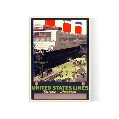 Affiche bateau vintage "United States Lines" - Henri Cassiers - Haute Définition - papier mat 230gr/m²