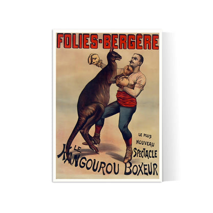 Affiche cabaret vintage "Folies Bergère - Kangourou Boxeur" - Haute Définition - papier mat 230gr/m²